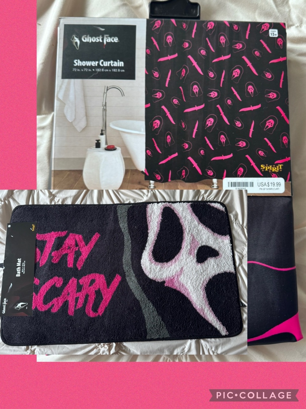 Ghostface Shower Curtain & Bath Mat Set Spirit Halloween